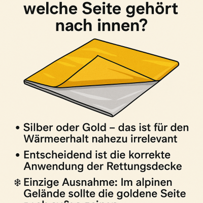 Rettungsdecke – Welche Seite gehört nach innen? Der wahre Unterschied zwischen Gold und Silber - Rettungsdecke: Welche Seite nach innen oder außen?