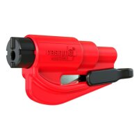 resqme® Rettungswerkzeug Glasbrecher mit Gurtmesser Rot